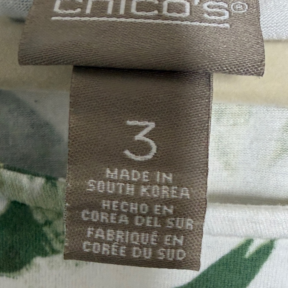 Chico's Green and Yellow Floral Blouse Size 3 - Picture 4 of 6